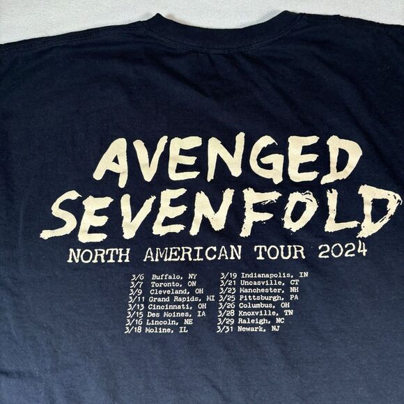 2024 Avenge Sevenfold “North American Tour” Concert Shirt Size 2XL Grunge Gothic - Picture 6 of 8